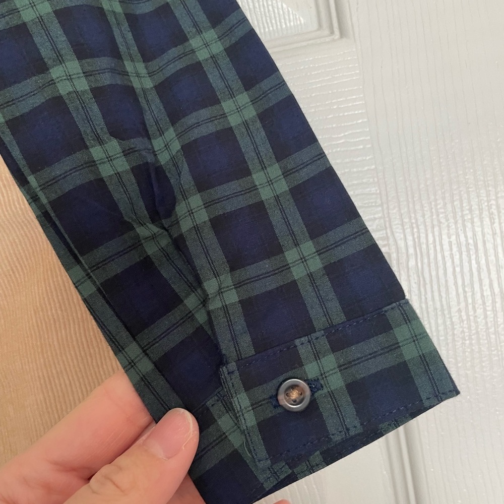 Carter's Green Plaid Button Up Bodysuit with Tan Pants and Grey Bowtie NWT 24mo - Picture 9 of 9